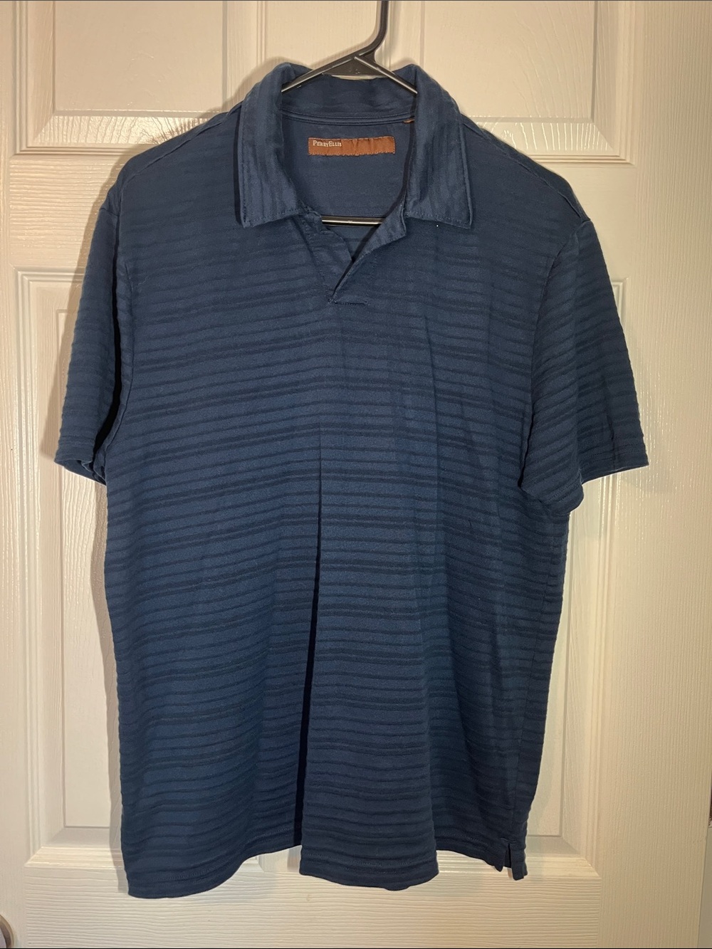 Perry Ellis Men's Navy Textured Polo